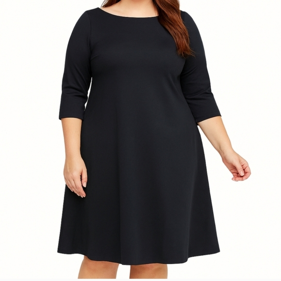 Lane Bryant Black Swing Three Quarter Sleeve Dress 16 - Picture 8 of 8
